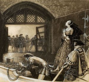 Anne being taken through the 'Traitors Gate' to the tower